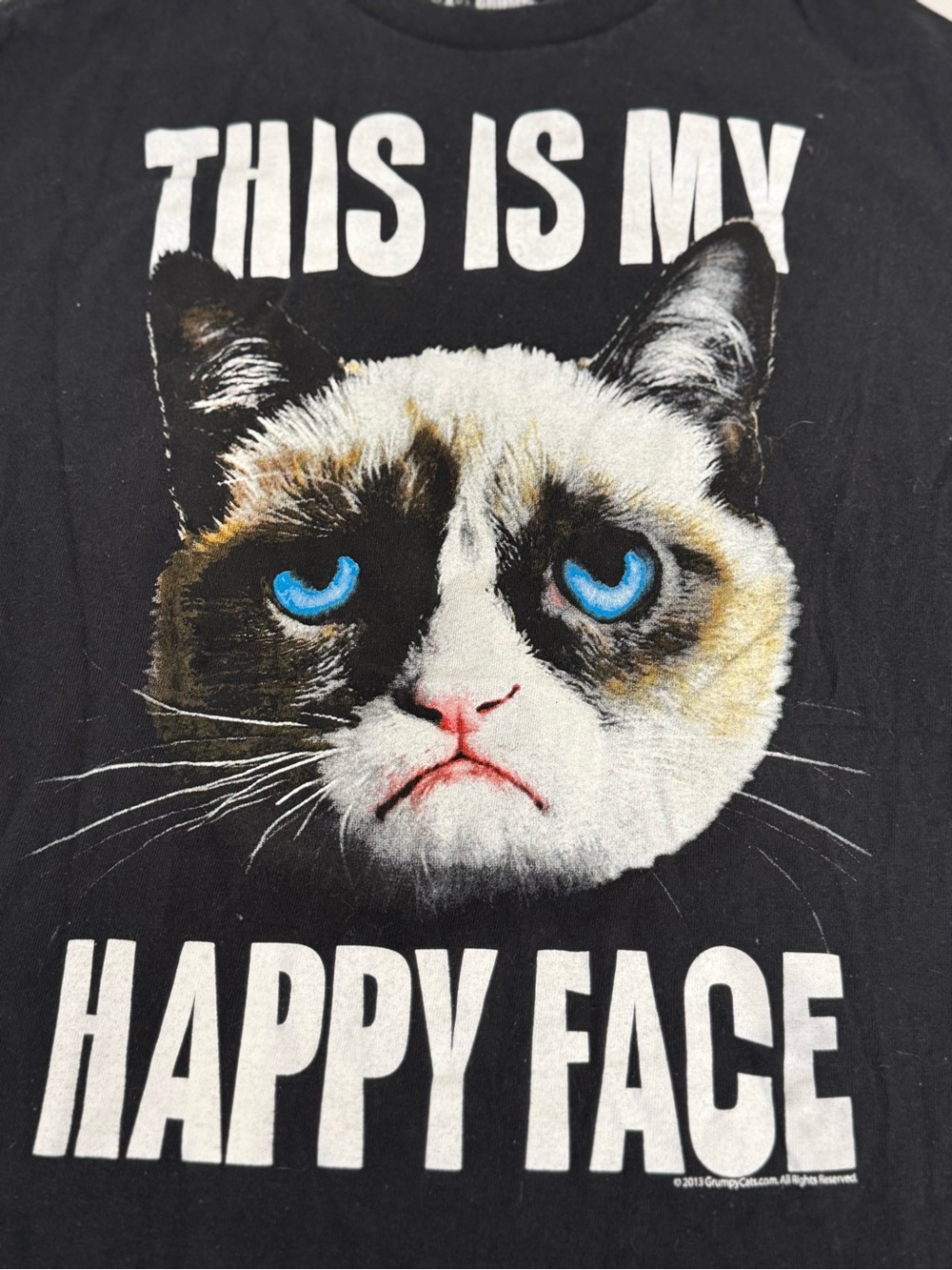 Grumpy Cat Black Graphic Pet Tee - This Is My Happy Face